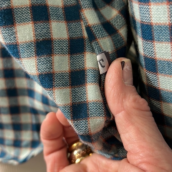 Toad & Co Teal and Aqua Plaid Long Sleeve Button Down Size  Small - Picture 10 of 15